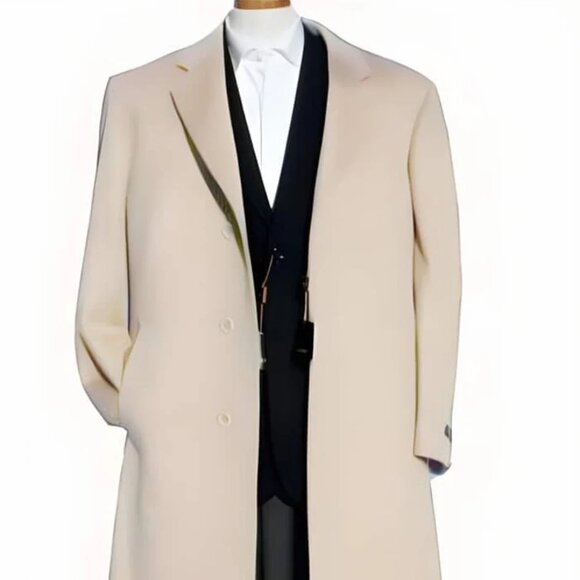Off-White Soft Finest Grade Of Cashmere & Wool men's Overcoat ~ Long men's Dress - Picture 1 of 2